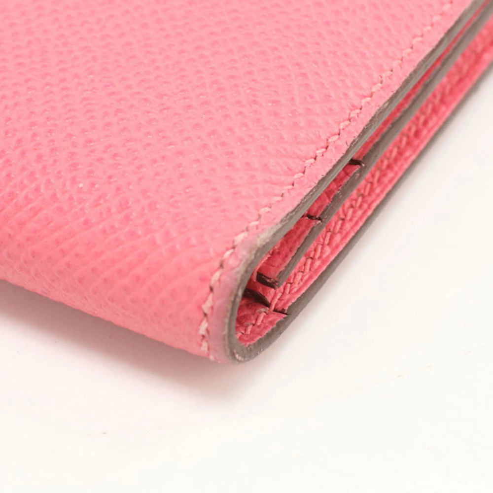 HERMES Bearn Soufflé Bi-fold Long Wallet, A Stamp, Women's, Pink - Picture 5 of 8